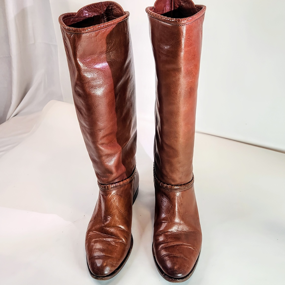Vintage Joan & David Couture Cognac Leather Equestrian Boots Sz 39